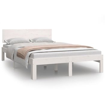 Estructura De Cama Madera Maciza De Pino Blanco 120x200 Cm Vidaxl