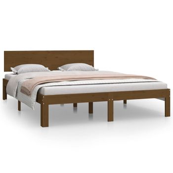 Estructura De Cama Madera Maciza De Pino Marrón Miel 140x200 Cm Vidaxl