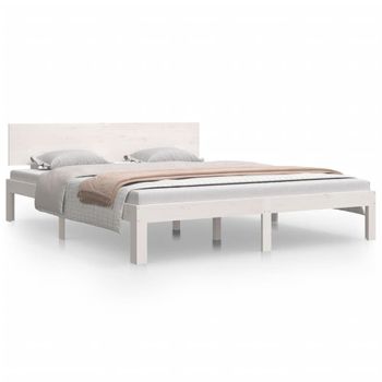 Estructura De Cama De Madera Maciza De Pino Blanco 160x200 Cm Vidaxl