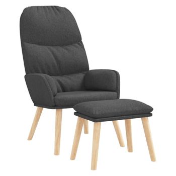 Sillón De Relax Con Taburete Tela Gris Oscuro Vidaxl