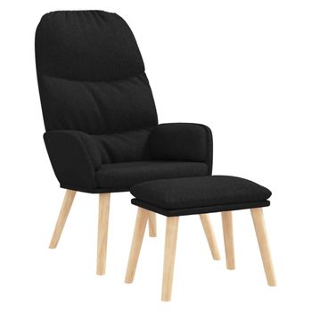 Sillón De Relax Con Reposapiés Tela Negro Vidaxl