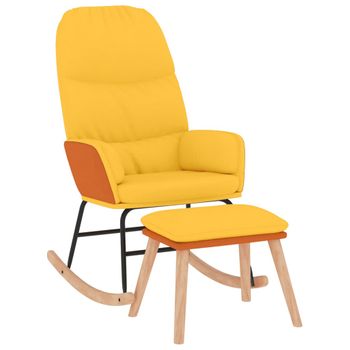 Silla Mecedora Con Reposapiés Tela Amarillo Mostaza Vidaxl