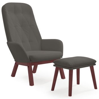 Sillón De Relax Con Taburete Terciopelo Gris Oscuro Vidaxl