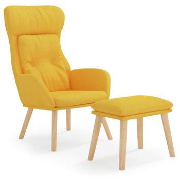 Sillón De Relax Con Taburete Tela Amarillo Mostaza Vidaxl