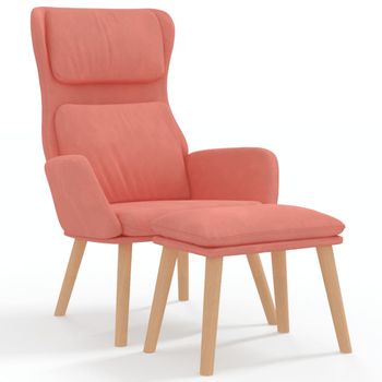 Sillón De Relax Con Taburete Terciopelo Rosa Vidaxl