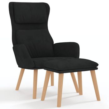 Sillón De Relax Con Taburete Terciopelo Negro Vidaxl