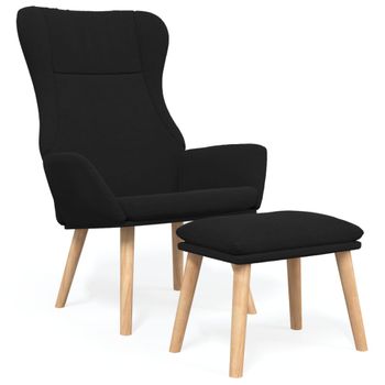 Sillón De Relax Con Taburete Tela Negro Vidaxl