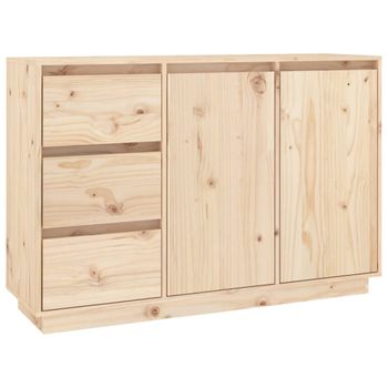 Aparador De Madera Maciza De Pino 111x34x75 Cm Vidaxl