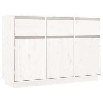 Aparador De Madera Maciza De Pino Blanco 110x34x75 Cm Vidaxl