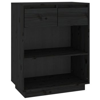 Mesa Consola De Madera Maciza De Pino Negro 60x34x75 Cm Vidaxl