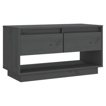 Mueble De Tv De Madera Maciza De Pino Gris 74x34x40 Cm Vidaxl