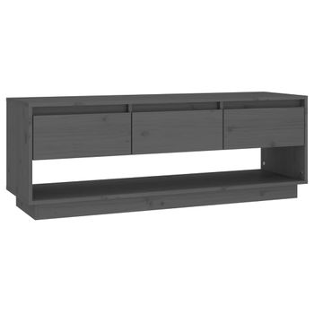 Mueble De Tv De Madera Maciza De Pino Gris 110,5x34x40 Cm Vidaxl