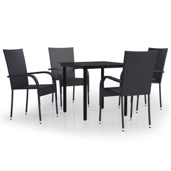 Juego De Comedor De Exterior De 5 Piezas Negro Vidaxl