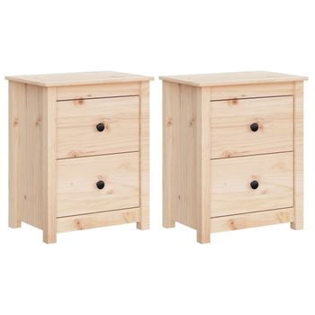 Mesitas De Noche 2 Uds Madera Maciza De Pino 50x35x61,5 Cm Vidaxl