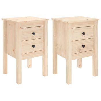 Mesitas De Noche 2 Uds Madera Maciza De Pino 40x35x61,5 Cm Vidaxl