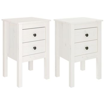 Mesita De Noche Blanca Amy. Mesilla De Noche Con 2 Cajones 41x38x39 Cm  Medida Compacta con Ofertas en Carrefour