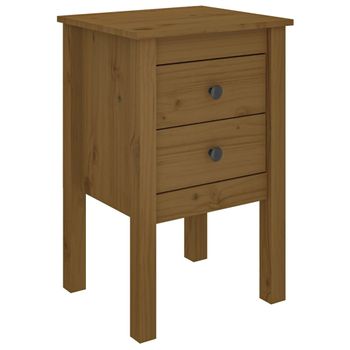 Mesita De Noche Madera Maciza De Pino Marrón Miel 40x35x61,5 Cm Vidaxl