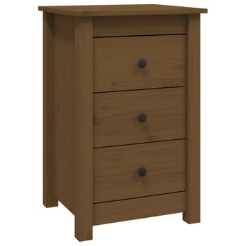 Mesita De Noche Madera Maciza De Pino Marrón Miel 40x35x61,5 Cm Vidaxl