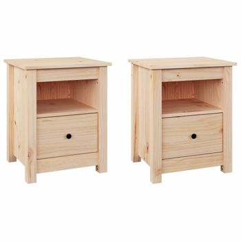 Mesita de noche madera maciza de pino blanca 40x30,5x35,5 cm - referencia  Mqm-808075