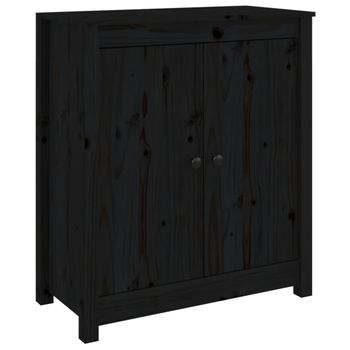 Aparador De Madera Maciza De Pino Negro 70x35x80 Cm Vidaxl