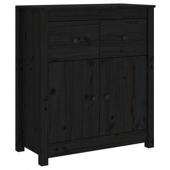 Aparador De Madera Maciza De Pino Negro 70x35x80 Cm Vidaxl