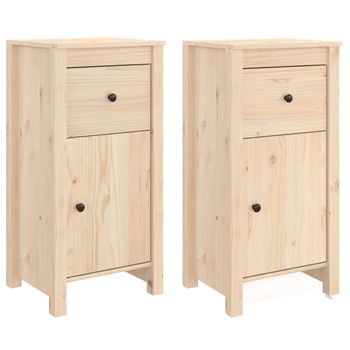 Aparadores 2 Uds Madera Maciza De Pino 40x35x80 Cm Vidaxl