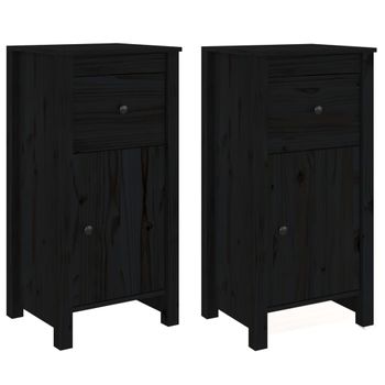 Aparadores 2 Uds Madera Maciza De Pino Negro 40x35x80 Cm Vidaxl