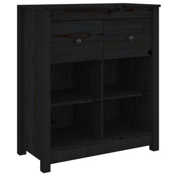 Aparador De Madera Maciza De Pino Negro 70x35x80 Cm Vidaxl