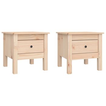 Mesa Auxiliar 2 Unidades De Madera Maciza De Pino 40x40x39 Cm Vidaxl