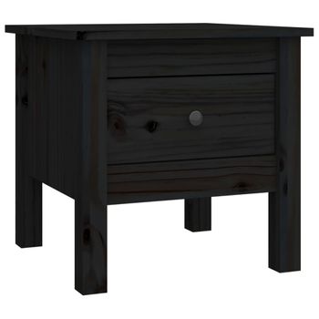 Mesa Auxiliar De Madera Maciza De Pino Negro 40x40x39 Cm Vidaxl