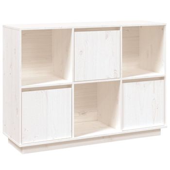 Aparador De Madera Maciza De Pino Blanco 110,5x35x80 Cm Vidaxl