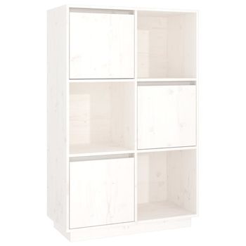 Aparador Alto De Madera Maciza De Pino Blanco 74x35x117 Cm Vidaxl