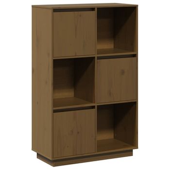 Aparador Alto De Madera Maciza De Pino Marrón Miel 74x35x117 Cm Vidaxl