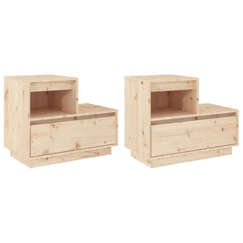 Mesitas De Noche 2 Uds Madera Maciza De Pino 60x34x51 Cm Vidaxl