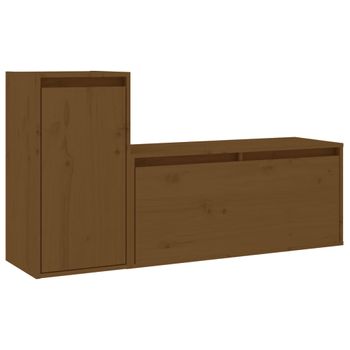 Muebles Para Tv 2 Piezas Madera Maciza De Pino Marrón Miel Vidaxl