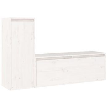 Muebles Para Tv 2 Piezas Madera Maciza De Pino Blanco Vidaxl