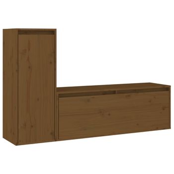 Muebles Para Tv 2 Piezas Madera Maciza De Pino Marrón Miel Vidaxl