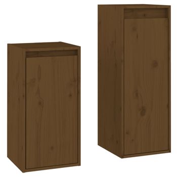 Muebles Para Tv 2 Piezas Madera Maciza De Pino Marrón Miel Vidaxl