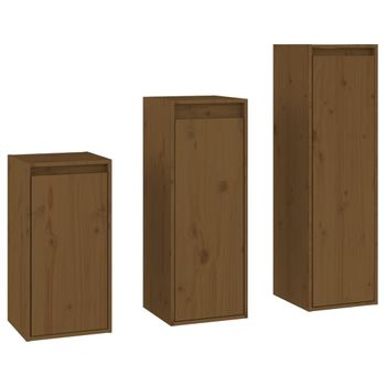 Muebles Para Tv 3 Piezas Madera Maciza De Pino Marrón Miel Vidaxl