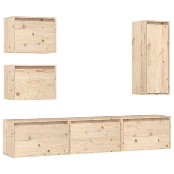 Muebles Para Tv 6 Piezas Madera Maciza De Pino Vidaxl