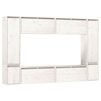 Muebles Para Tv 8 Piezas Madera Maciza De Pino Blanco Vidaxl