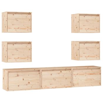 Muebles Para Tv 7 Piezas Madera Maciza De Pino Vidaxl