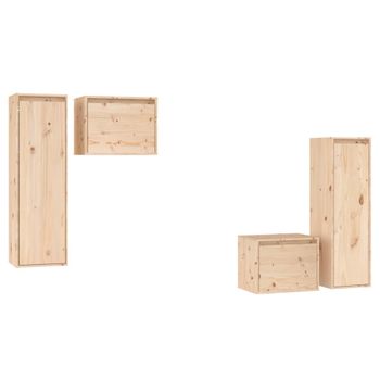 Muebles Para Tv 4 Piezas Madera Maciza De Pino Vidaxl