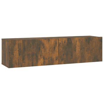 Mueble De Pared Tv Contrachapado Roble Ahumado 120x30x30 Cm Vidaxl