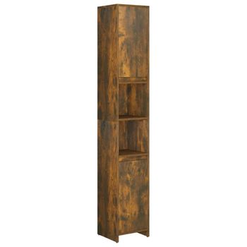 Armario Baño Madera Contrachapada Roble Ahumado 30x30x183,5cm Vidaxl