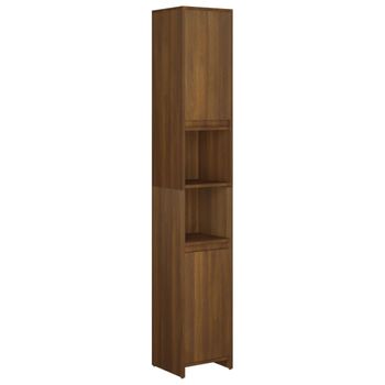 Armario De Baño Madera Contrachapada Roble Marrón 30x30x183,5cm Vidaxl