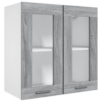 Armario Colgante Vidrio Madera Gris Sonoma 60x31x60 Cm Vidaxl