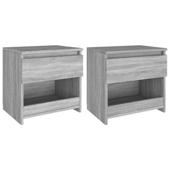 Mesitas Noche 2 Uds Madera Contrachapada Gris Sonoma 40x30x39cm Vidaxl