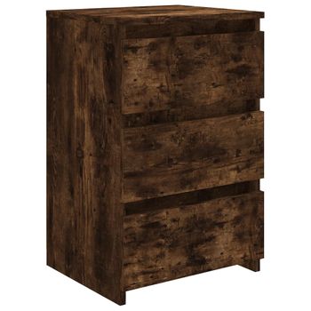 Mesita De Noche Madera Contrachapada Roble Ahumado 40x35x62,5cm Vidaxl