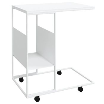 Mesa Auxiliar Con Ruedas Contrachapado Blanco 55x36x63,5 Cm Vidaxl